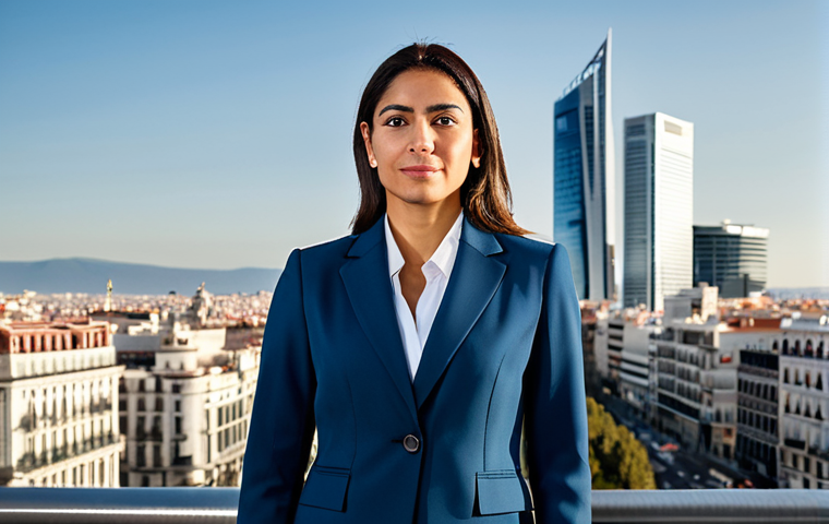 Professional Portrait**

A Hispanic businesswoman in a modest, tailored power suit, standing confidently in front of the Madrid skyline.  Fully clothed, appropriate attire, safe for work, perfect anatomy, natural proportions, professional photography, high quality, realistic.  The lighting is soft and flattering.  Family-friendly.

**