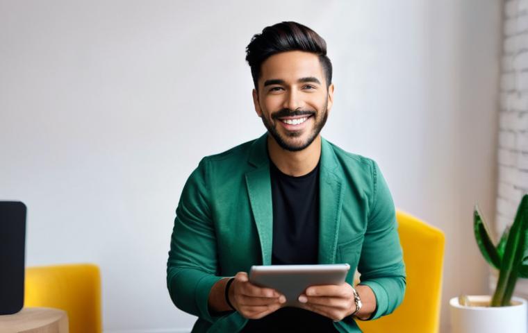 가상 정체성 제작 시 고려해야 할 요소 - **Prompt:** "A vibrant, medium close-up shot of a charismatic Hispanic male influencer, in his late ...