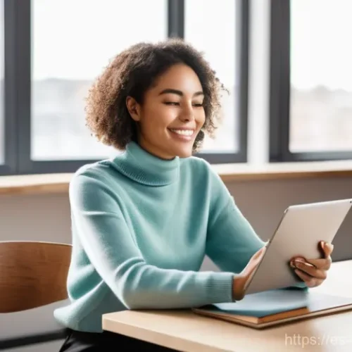 Home 20 가상 정체성 구축을 위한 고객 피드백 활용 - **Prompt:** A female content creator in her early 30s, with a warm and empathetic expression, is sea...